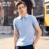 Ông vải châu Âu và phong cách Mỹ màu xanh POLO áo sơ mi nam tay ngắn dẫn nam mùa hè body ve áo cotton áo phông nam có cổ Polo