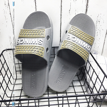 Mens cool slippers waterproof and deodorant household non-slip slippers mens tide outdoor plastic soft bottom one-word drag Diamond summer