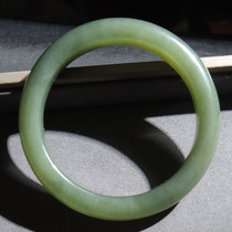 Frying dialect quality Hetian jade special grade Qinghai material delicate ice bottom lake green 54mm formal bracelet R6