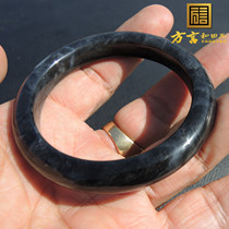 Dialect Brand Julei Wearable Jade Dragon River Ink Jade Old Ripe Seed Material has a small strand with an inner diameter of 59 R.