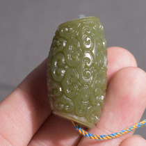 Dialect Brand Hetian Jade Featured Qinghai Old Pit Material High Ice Deep Lake Water Green Antique Pattern Lezi Pendant R1
