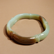 Dialect Hetian jade Xinjiang and final material blue tone with sugar 55mm special-shaped womens bracelet w2