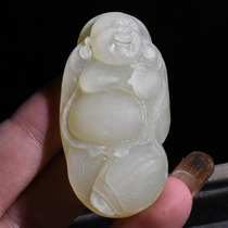 Fried Dialect Hetian Jade Collection Grade Xinjiang Qiemo Fine Chicken Fat Yellow Mouth Material Fluorescent Maitreya Buddha Pendant R6