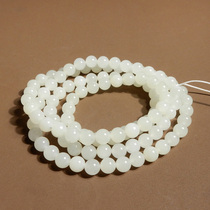Dialect Hetian jade mutton fat jade bottom sesame dot white blue and white seed material starry dots 8mm108 necklace w2