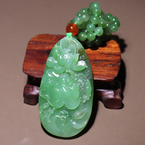 Dialect high-quality Hetian jade collection grade Russian old pit material apple green jasper with sugar lotus pendant pendant O2