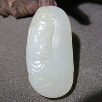 Premium dialect brand Hetian jade Xinjiang warm delicate and finished mutton fat white jade Guanyin pendant w1