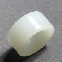 Fried dialect high-quality Hetian jade collection grade Russian material warm and delicate white jade inner diameter 17mm ring puller R6