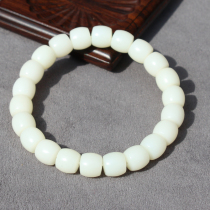 Popular dialect Hetian jade exquisite Xinjiang Qiemo Mida material mutton fat white jade card 10mm straight cut bracelet O8