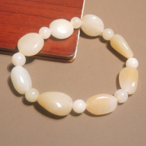 Dialect high-quality Hetian jade wearable grade Xinjiang with oily delicate and high-fat white jade with sugar raw stone bracelet h7