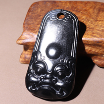 Im crazy about dialect boutique special offer wearable grade Hetian jade fine ink jade seed material antique animal face brand pendant O