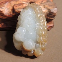 I was stunned by the dialect quality Hetian jade wearable grade high-fat oily and finished sugar white jade God of Wealth pendant s2