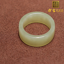 Dialect high-quality Hetian jade wearable grade Xinjiang oily and delicate lemon yellow material exquisite ring O2