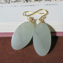 Stunned dialect Hetian jade special collection grade leaky Xinjiang blue and white seed material first-line sky earrings w1