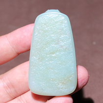 Dialect treasures Hetian jade collection rare Xinjiang white jade seed material with lenticels Ping An Wu Shi brand pendant O8