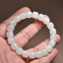 Dialect Hetian jade boutique features Xinjiang warm dot ink blue and white jade seed material old-style bead bracelet A1