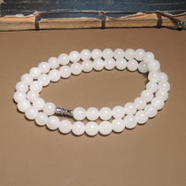 I was stunned by the dialect brand Hetian jade wearing grade Qinghai Laokeng ice bottom white jade 9mm round bead lady necklace h2
