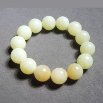 High-end dialect and exquisite Hetian jade from Xinjiang with final material yellow mouth floating sugar beads inner diameter 14mm bracelet R1