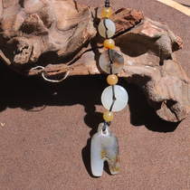 Hi Fantian Dialect Hetian Jade Boutique Wearing Xinjiang Ten Thousand Years Black Oil Leather White Jade Seed Material Mobile Phone Chain Bag Hanging O