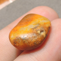 Popular Dialect Hetian Jade Boutique Collection Grade Xinjiang Old Mature Crispy Yellow Qin Seed Material Gold-coated Silver Seed Material Single Seed R1