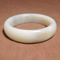 Dialect rare high-quality Hetian jade Xinjiang hanging gold skin with pores white jade with blue and white seed material card 54mm bracelet h7