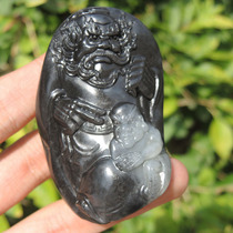 Dialect quality Hetian jade featured grade recommended Xinjiang oil-moistened poly-ink blue and white seed material Zhongkui pendant pendant s2