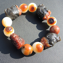 Sensational brand Hetian jade collection multicolored seed materials mixed with red Qin main tone rare luxury bracelet R