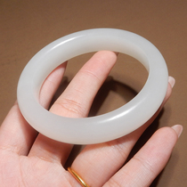 Fine dialect Hetian jade collection grade Qinghai old pit material delicate oily ice bottom mutton fat white jade 54mm bracelet X6