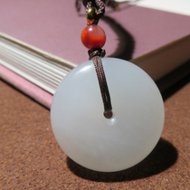 Epic dialect brand Hetian jade boutique giant Qinghai old material warm white jade safety buckle pendant w2