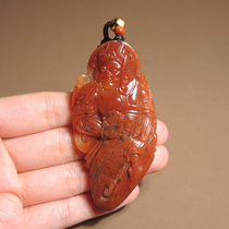 Rare dialect brand Hetian jade collection grade rare old mature oily red Qin seed material general pendant pendant h0
