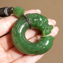 Stunned by dialect Hotan jade boutique Xinjiang Yulong River mature jasper seed material beautifully carved jade beads dragon handle piece X5