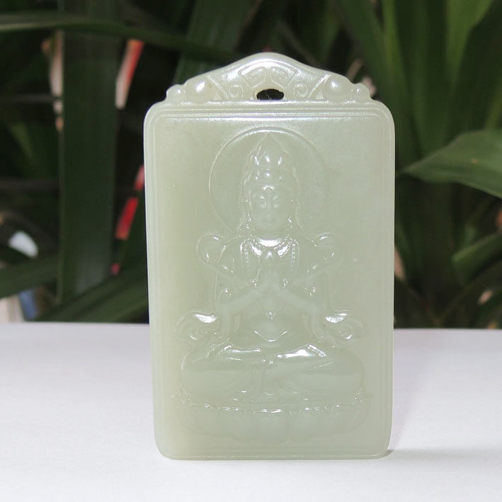 Dialect Hetian jade brand hot sale only 580 yuan Qinghai material blue and white jade boutique Guanyin Bodhisattva jade pendant pendant h