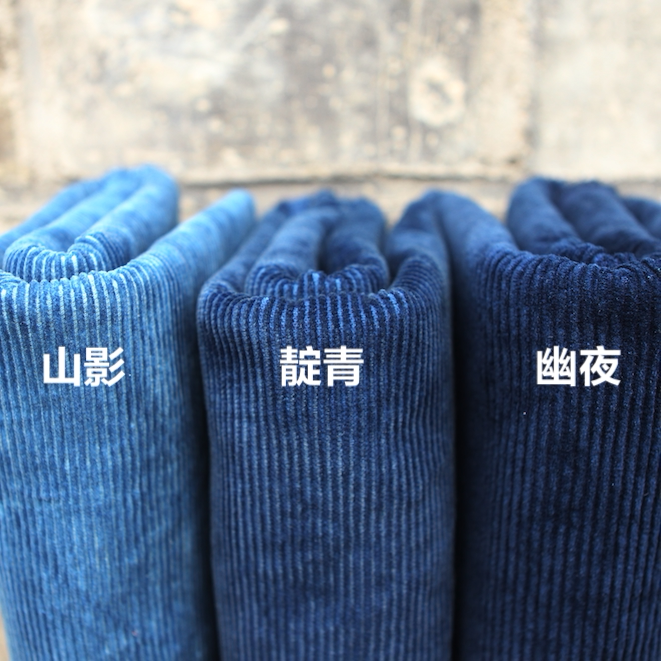 Plant-Dyed Blue Pure Cotton Fabric Clothing Corduroy Plant Dyeing