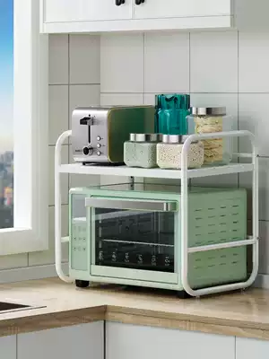 Stainless steel kitchen rack microwave oven rack desktop oven storage artifact countertop household double-layer seasoning tank rack