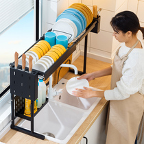 Kitchen sink rack retractable multifunctional drain bowl rack countertop dish storage rack sink drain rack
