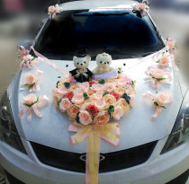 Main wedding car decoration set Float decoration arrangement Fleet car front float Wedding wedding car Forest suction cup creativity