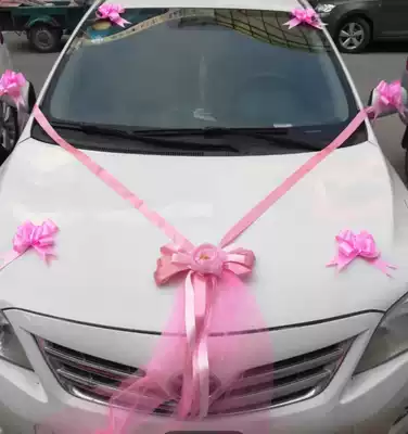 Wedding limousine fleet decoration Sub-car cover decoration Wedding supplies Forest wedding limousine decoration ribbon bow pull flower suction cup