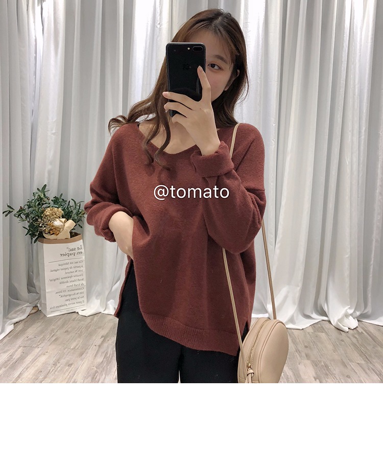 TOMATO SHOP bi chuẩn bị ~ phiên bản lưới ba màu của áo len hoang dã / mềm mại, áo len cổ chữ V lỏng lẻo áo len mỏng
