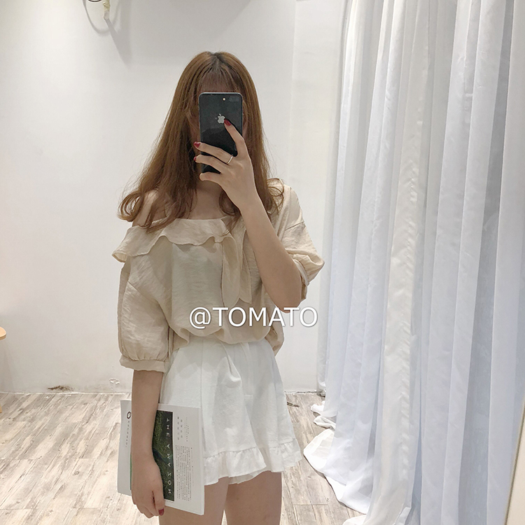 TOMATO SHOP tự chế ~ miễn phí đăng phiên bản Hàn Quốc của cô gái rắn màu nấm ren cao eo chân rộng quần short bí ngô quần short thể thao nữ cao cấp