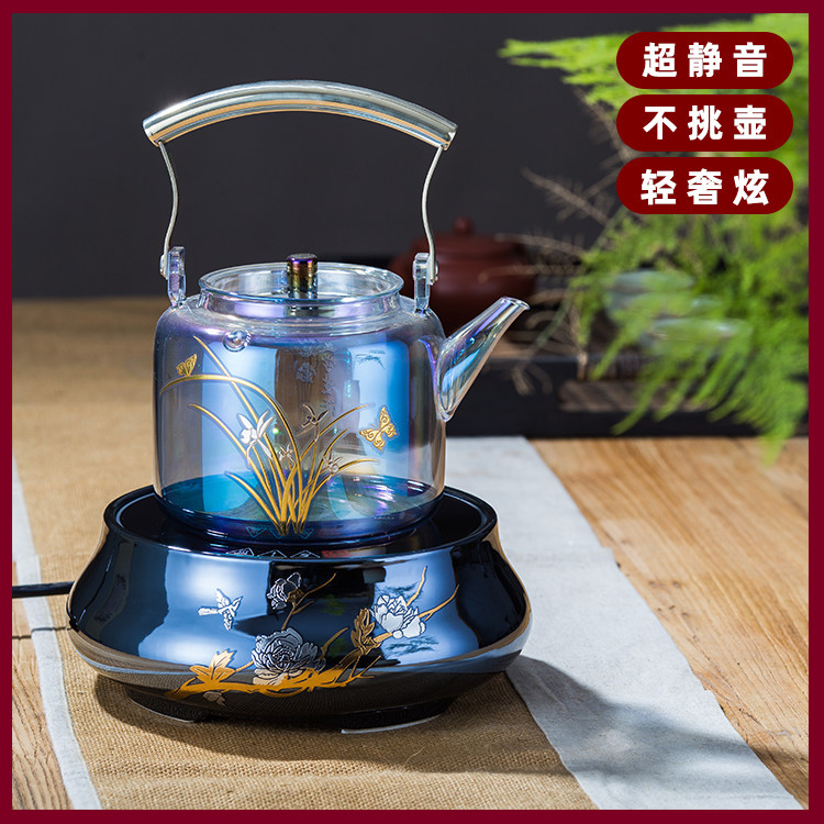 Bay Color Burning Glass Health Preservation Pot Pottery Total Black Crystal Stove Special Teapot teapot cooking tea machine High temperature resistant Ti-beam pot shake sound