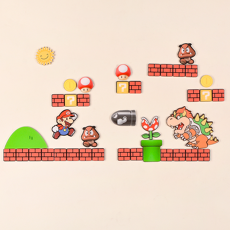 Super Mario refrigerator stickers a set of three-dimensional creative acrylic Mario magnet cute personality refrigerator decorative stickers
