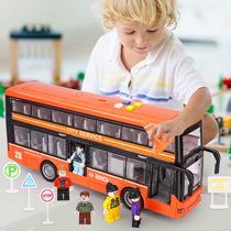 Childrens double decker bus Toys Big Puzzle Public Car Model Inertia Baby School Bus Big Bus Boy