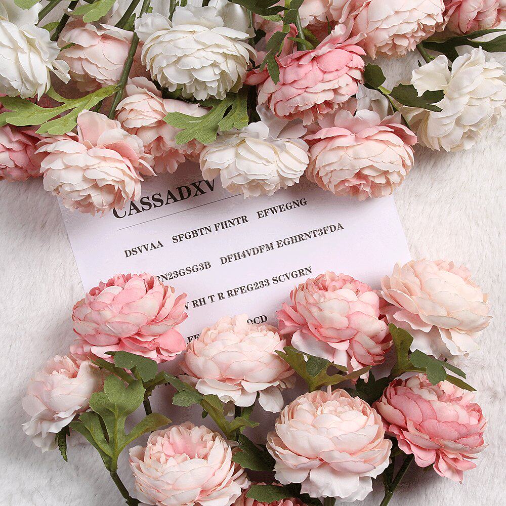 Simulation silk flower peony bouquet single artificial flower simulation rose fake flower tea rose wedding decoration blue pink