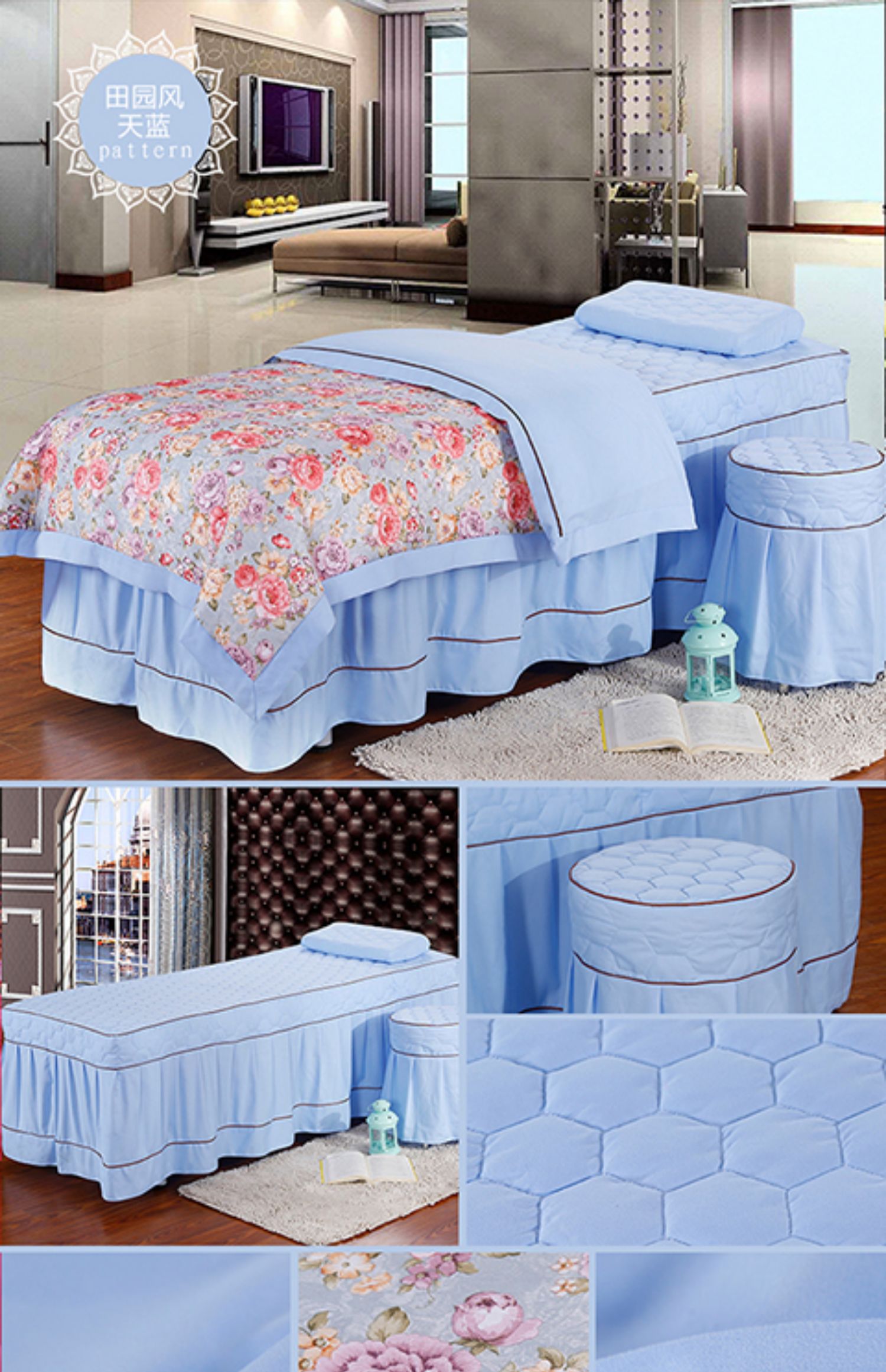 Đơn giản làm đẹp châu Âu giường bốn bộ phần quản lý da da cotton massage cơ thể cao cấp váy đẹp thẩm mỹ viện - Váy Petti ga giường có viền