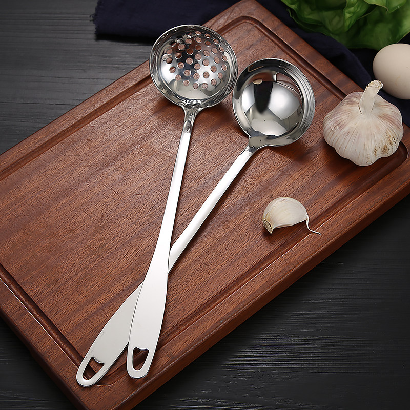 Hot pot stainless steel soup leaks spoon long handle large small household dilute porridge spoon commercial kitchen