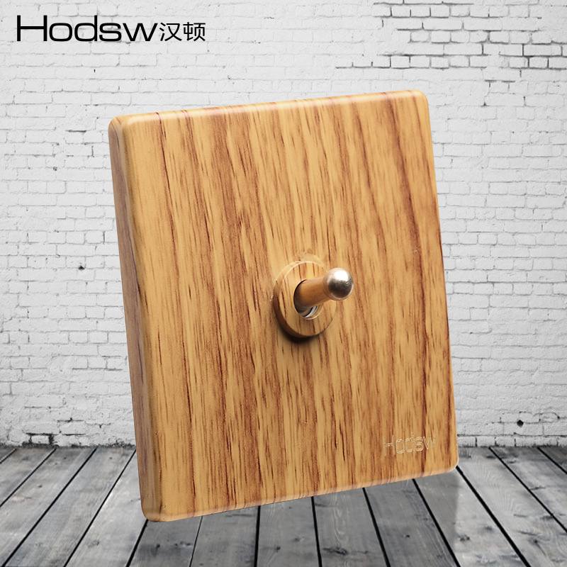 Hamilton switch socket retro antique one open single control double cut single open single link 86 type B house design yellow wood grain color
