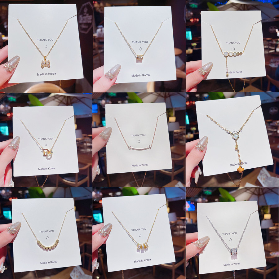 Real Gold Plated Titanium Steel Necklace 2023 New ladies not falling out of color Light extravagant small crowdsourced summer locks Chain Bone Chain Design Sensation-Taobao