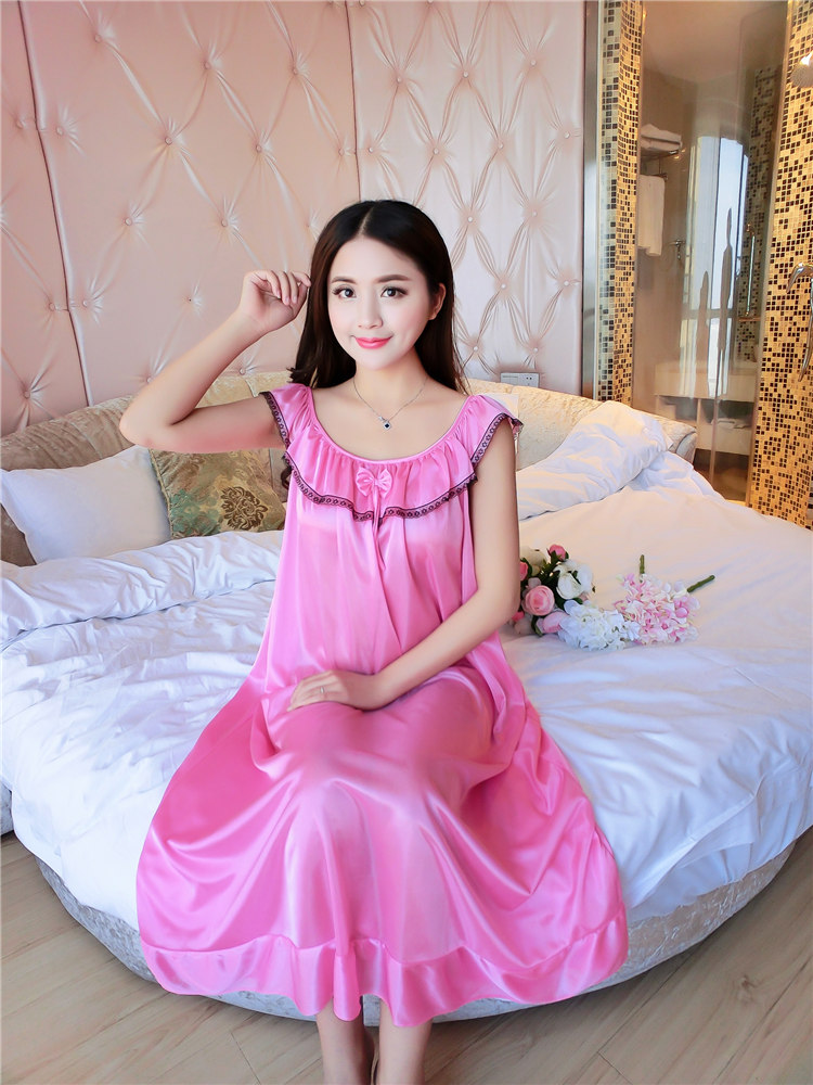 Siêu kích thước lớn nightdress nữ mùa hè phụ nữ mang thai 300 kg lỏng mang thai chất béo mm kích thước lớn băng lụa phần dài 250 mùa hè đồ ngủ