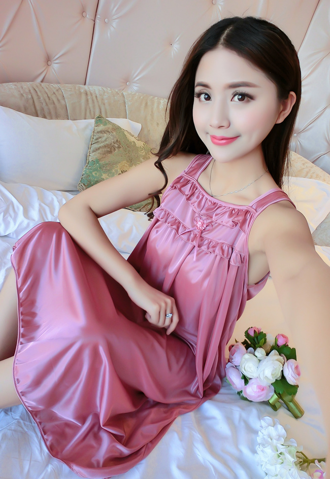 Nightdress nữ mùa hè băng lụa sling sexy kích thước lớn chất béo mm dài chiffon lỏng 200 £ dễ thương mùa hè đồ ngủ