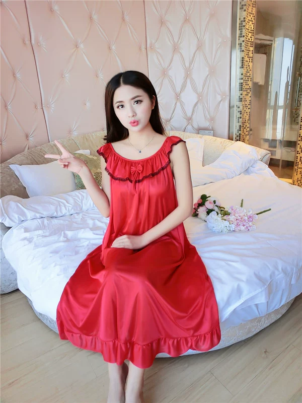 Siêu kích thước lớn nightdress nữ mùa hè phụ nữ mang thai 300 kg lỏng mang thai chất béo mm kích thước lớn băng lụa phần dài 250 mùa hè đồ ngủ