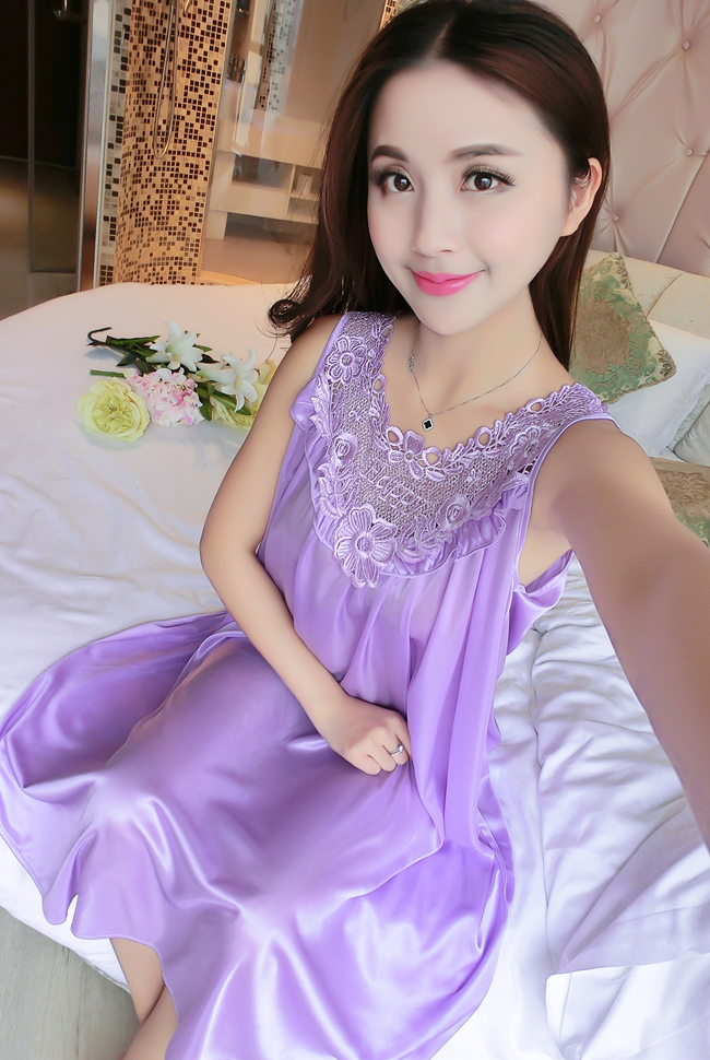 Nightdress nữ mùa hè sexy băng lụa ngắn- tay kích thước lớn phụ nữ mang thai chất béo mm lỏng đoạn dài 200 kg mang thai thời gian mỏng đồ ngủ